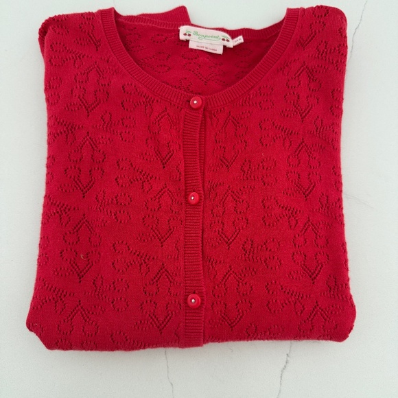 BONPOINT Girls Red Button Down Cardigan Long Sleeve Sweater - Picture 1 of 7